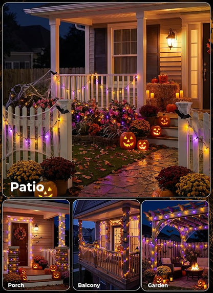 Minetom Halloween String Lights Orange & Purple 100 Count 20 Feet Incandescent Bulb Mini Lights for Indoor Outdoor Garland Party Festival Haunted House Decoration