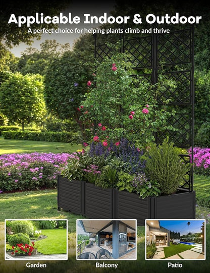 Planter Box WithTrellis,Planter Box for Climbing Plants/Vines,50x63In Garden Trellis,for Vegetables Flower, Planter Box for Backyard Patio Balcon