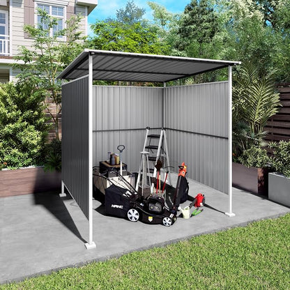 6x6FT Open Air Storage Shelter, Metal Outdoor Garden Shed, Doorless Patio Organizer for Bikes Motorcycle BBQ Tools Pet House Weather Resistant Backyard Storage Cover Canopy Utility Shelter