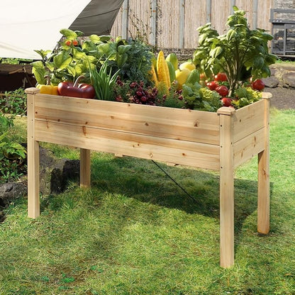 BlueWish 48"W x 24"D x 30"H Raised Garden Bed, Cedar Garden Bed with Detachable Black Liner, Drainage Holes, Raised Garden Beds Outdoor 330 lbs Capacity, Raised Beds for Gardening, Vegetable, Flower