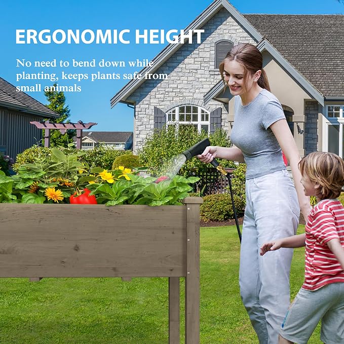 BlueWish 72''L x 23''W x 30''H Raised Garden Bed Outdoor, 2x6 FT Cedar Garden Bed with 8 Drainage Holes & 6 Legs, Elevated Planter Boxes for Gardening, Vegetable, Flower, 661lbs Capacity, Brown