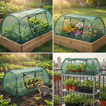 2Pack Raised Garden Bed Covers(45"X22"X18"), Pop Up Mesh Plant & Vegetable Cover,30% Sunblock Plant Shade Tent, Outdoor Planter Protection, Sun & Insect Guard