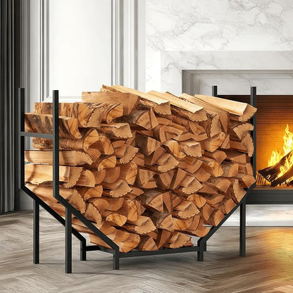 CADUKE 3.2ft Firewood Rack Indoor, Log Holder with 500 LBS Capacity for Fireplace & Backyard Fire Pit, Heavy Duty Metal Wood Racks Outdoor for Firewood