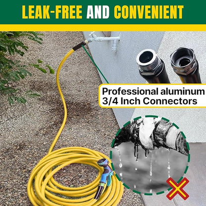 T TOVIA Garden Hose 100 ft x 5/8 in,All Weather Hybrid Water Hose,Lightweight,Kink Free.Flexible Garden Hose with 3/4'' Aluminum Fittings,Watering Equipment for Outdoor, Backyard, Lawn