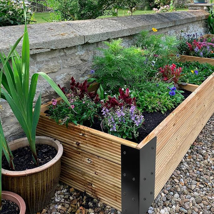 Raised Garden Bed Corner Brackets for Flower Vegetable Furniture Planter Wood Garden Bed Box, Black Metal Corner Brackets Decorative with Screws (Matte Black -8pack, 3"x3"x6")