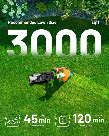 Litheli 14 Inch Cordless Lawn Mower, Lightweight Foldable Push Mower with 5.0Ah Battery, Brushless Motor Lawnmower for up to 3000 Sq. Ft, 5-Position Height Adjustment (1-2.5 in), Includes Charger