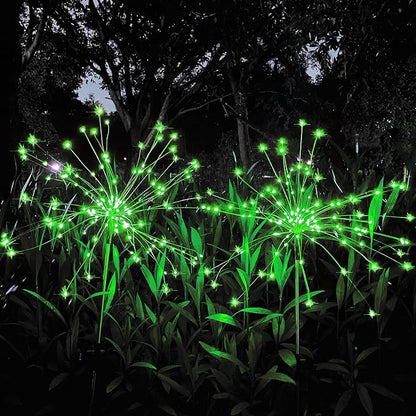 JJGoo Solar Firework Lights, 2 Pack 150 LEDs 2 Lighting Modes Solar Lights Outdoor Waterproof for Garden Patio Walkway Pathway Party Wedding Christmas Decorative - Green