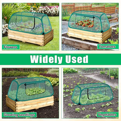 2 Pack Pop Up Garden Cover, 44" x 19" x 17" Foldable Pop-Up Mesh Plant Garden Bed Cover for Raised Beds for Vegetable, with 10 Labels/ 8 Stakes/ 2 Storage Bag/Gloves