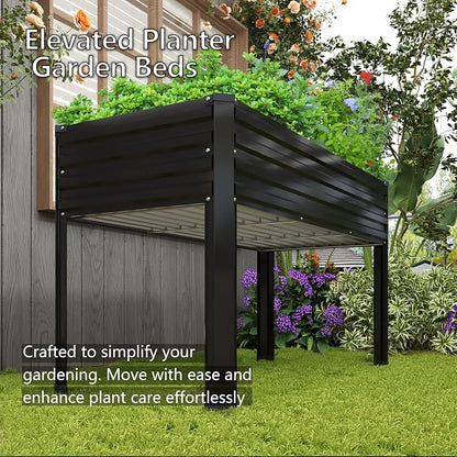 DIIYIV 2PCS Galvanized Raised Garden Bed with Legs,48×24×30in Black | Elevated Planter Box for Backyard,Garden, Patio, Balcony, 400lb Capacity