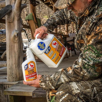 Wildlife Research Center Super Charged Scent Killer Spray & Refill – Odor Eliminator for Hunting – Works After Drying – Scent Control for Clothes & Gear – Hunting Spray (Gallon Combo)