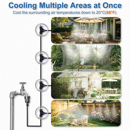 Misters for Outside Patio, 80FT|24M Outdoor Water Misting Cooling System. Backyard Mist Kit for Garden Greenhouse Fan Deck Umbrella Canopy Pool Porch Trampoline Sprinkler Park BBQ Party Accessories