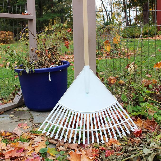 Leaf Rake – 22.5" Resin Head – 48" Hardwood Handle, White