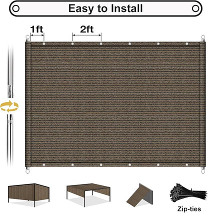Shade&Beyond 6'x16' Pergola Shade Cover Canopy Replacement Cover, Mocha | 200GSM HDPE Privacy Shade Screen Panel with Weighted Rods & Grommets, 90% UV Block Outdoor Sun Shade Cloth for Patio Porch