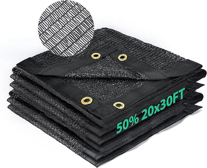 Kesfitt 50% Shade Cloth 20x30 ft, Breathable HDPE Mesh Sun Shade Tarp for Garden & Greenhouse, UV Resistant Outdoor Shade Fabric with Copper Grommets for Plants, Patio, Yard