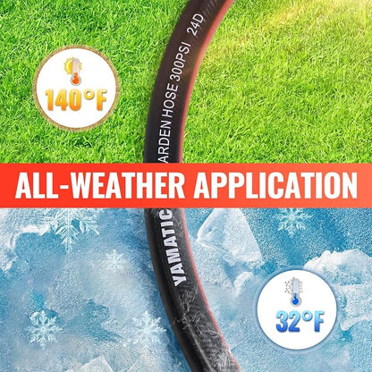 YAMATIC 3FT Flexible Garden Hose Female to Female 5/8in, Burst 300 PSI | 3 ft Short Leader Hose, 2-in-1 Dual Use with 3/4" Solid Brass Swivel Fittings, Small Water Hose Extension for Reel Lawn Yard