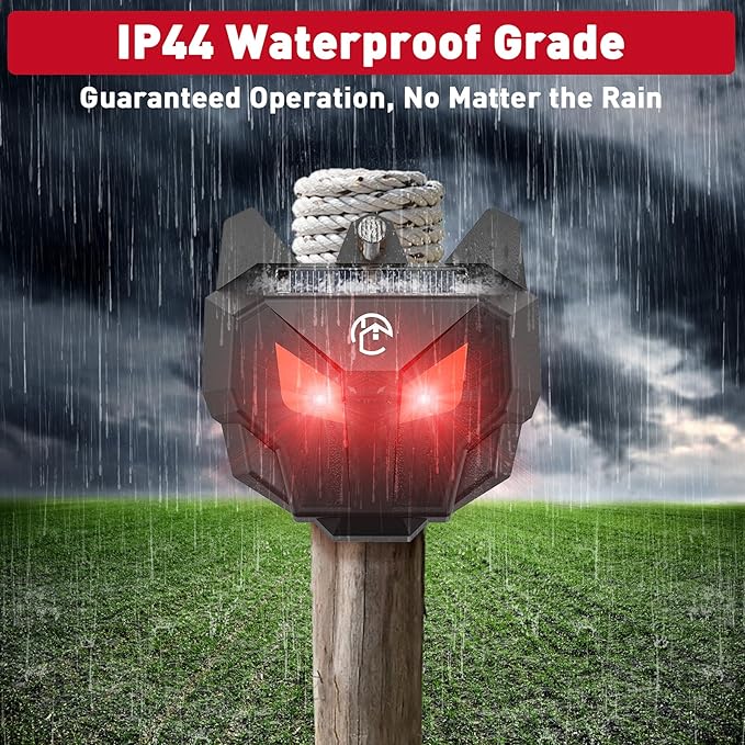 2 Pack Solar Nocturnal Animal Repeller with Red LED Flashing Lights – Effective Coyote, Raccoon, Skunk, Deer & Hawk Deterrent – Waterproof Predator Lights for Yards, Gardens & Chicken Coops