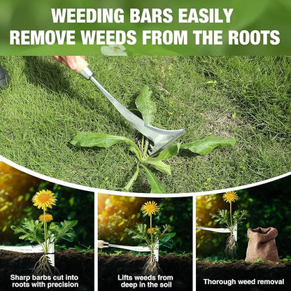 WORKPRO Crack Weeder, 13.5" Stainless Steel Weeding Tool, Wooden Handle | L-Shaped Side-Walk Weed Puller Spatula, for Garden Lawn Yard Patio Terrace Paving Garden Tool