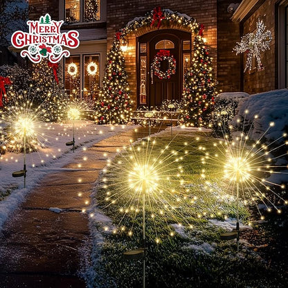 GIGALUMI Garden Decor Outdoor Lights 120LED 8Pack, Solar Garden Lights Outside Fairy Firework Decorative,Solar Powered for Yard Pathway Flowerbed Planter Balcony Patio, Gifts for mom (Warm White