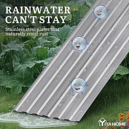 YITAHOME 8x4x2ft Large Raised Garden Bed Kit, Galvanized Metal Planter Box with Gloves, Support Rod, Outdoor Above Ground Planters for Plants Vegetables Flowers, Silver Gray