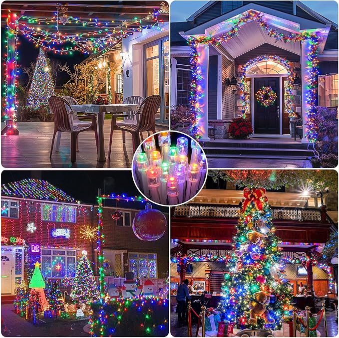 JMEXSUSS 150 LED Multicolor String Lights Indoor Outdoor Waterproof, 59 Ft Connectable Christmas Tree Lights, 8 Modes Plug in Colorful String Lights for Patio, Party, Holiday Decorations, EXS-S-0150