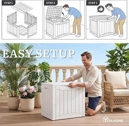 YITAHOME 31 Gallon Deck Boxes Set of 2 | Lockable Outdoor Storage Bins for Patio Cushions, Garden Tools, Weather-Resistant Resin Storage Solution, White