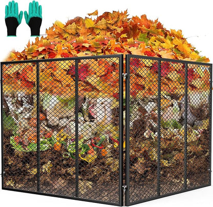 Large Compost Bin, 172 Gallon Metal Wire Mesh Composter for Outdoor, Waterproof Composting Bin with Rust-Proof Coating, Easy Assembly Compost Bin for Garden, Yard, Kitchen Waste, Leaves, 37x37x30 in