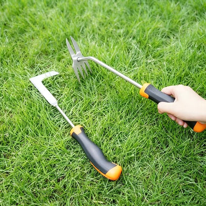 2PCS Weed Puller Tool, Manual Weeder Crack Weeder Garden Weeding Tools | Stainless Steel 4-Teeth Hand Weed Pulling Tools, Rubber Handle Weed Remover Tool for Uprooting Gardening Planting