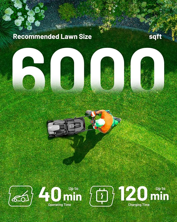 Litheli 14 Inch Cordless Lawn Mower, Brushless Electric Push Mower with 2x5.0Ah Batteries, 5-Position Height Adjustment, 9-Gallon Grass Catcher for Garden Yard Farm