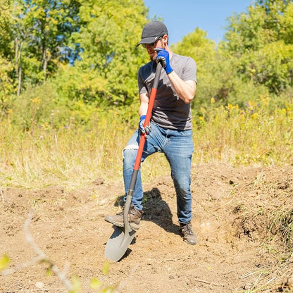 Radius Garden 58-in Long Handle Round Point Digging Shovel, Steel Shovel Head with Fiberglass Shaft