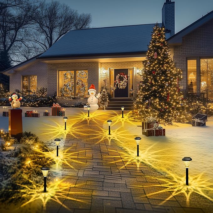 GIGALUMI 10 Pack Solar Lights Outdoor Waterproof, Outdoor Solar Lights for Yard, Solar Garden Lights, Yard Decorations Outdoor for Pathway, Patio, Garden, Driveway, Lawn, and Landscape(Warm White)