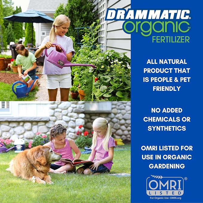 Drammatic® Organic™ Original Fertilizer 2-4-1, Hydrolyzed Liquid Fish Fertilizer for Vegetables, Flowers, and Fruits, 1 Quart (32 Ounces), OMRI Listed