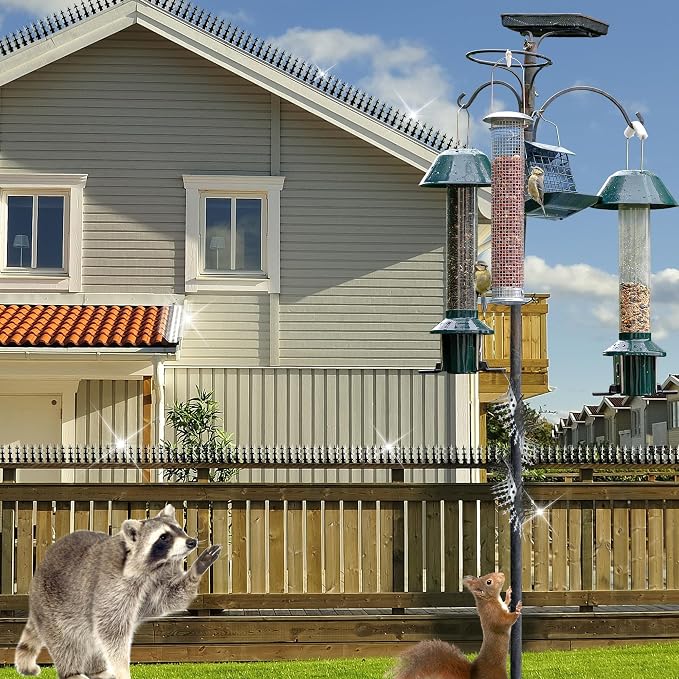 Raccoons Squirrel Baffle Spikes Deterrent, 120in Stainless Steel Pigeons Bird Spikes, Avoided Snakes Cats, Nests on Fences/Eaves/Porch/Windowsills, Protect Bird Feeder Pole
