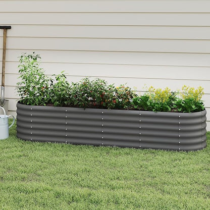 DDK Galvanized Raised Garden Bed, Outdoor Planter Bed, 8x2x1.5ft Metal Planter Box for Gardening and Planting,GD