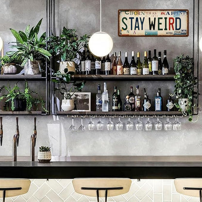 Funny Metal Signs Stay Weird-Street Signs Bar Gifts for Men,Horror Wall Decor for Home Bar Pub Club Garage Man Cave Decor 4X16 Inches