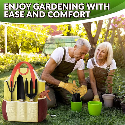 10 Pcs Gardening Tool Set for Women, Rust-Resistant Steel, Tote Bag | Garden Tools Set for Plant Care, Digging, Planting & Potting; Ergonomic Handles, Gloves & Spray Bottle; Gift for Plant Lovers