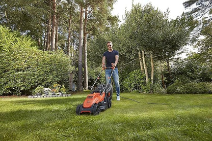 BLACK+DECKER BEMW461BH-QS 1400W Electric Lawnmower 34cm 6 Adjustable Heights 20, 30, 40, 50, 60 and 70mm Ideal for 300 to 400 m²