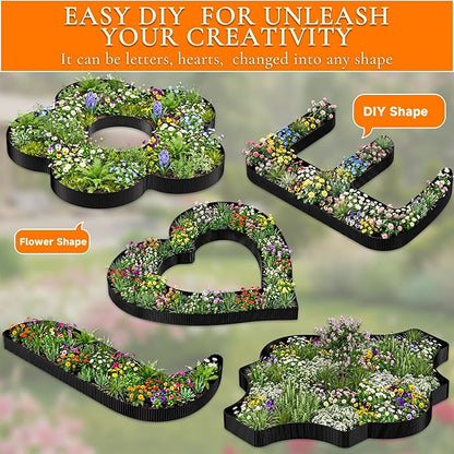 Corrugated Garden Edging,10"×20Ft Galvanized Steel Landscape Edging & Lawn Edging Border,Metal Garden Border for Flower Beds,Garden,Lawn,Raised Beds & Tree Surrounds(Black)