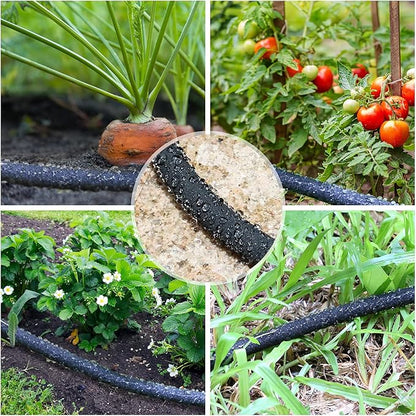 STYDDI Soaker Hose, 1/2" x 100 FT Round Rubber Garden Soaker Hose, Heavy Duty Water Seeper Soaker Hoses for Foundation Watering, Garden Beds, Garden, Lawn and Plants
