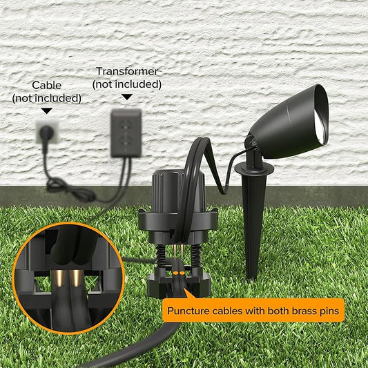 LUTEC 12V Low Voltage Landscape Lighting, Die-cast Aluminum Spot Lights with Connectors, IP65 Waterproof Outdoor Landscape Spotlights, 5W 550LM Warm White 3000K for Tree Garden Yard Pathway, 4 Pack