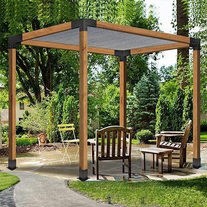 Pergola Kit, Pergola Brackets 3-Way Right Angle Corner Bracket Woodworks DIY Post Base Kit, Wooden Beams for Gazebos Patio Pergolas Log Cabin