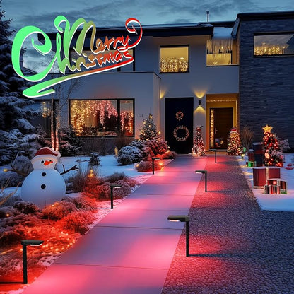 AUDERWIN Solar Pathway Lights Outdoor, Smart Color Changing with 9-in-1 (Warm White/Cool White/RGBCW) Modes,Bright Landscape Lighting Waterproof for Walkway,Garden,Driveway,Yard,Patio(6pack)