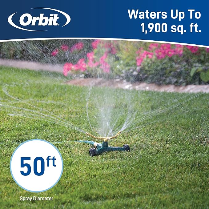 Orbit 58257N Lawn and Garden 3-Arm Metal Sprinkler with Wheel Base (Pack of 3)