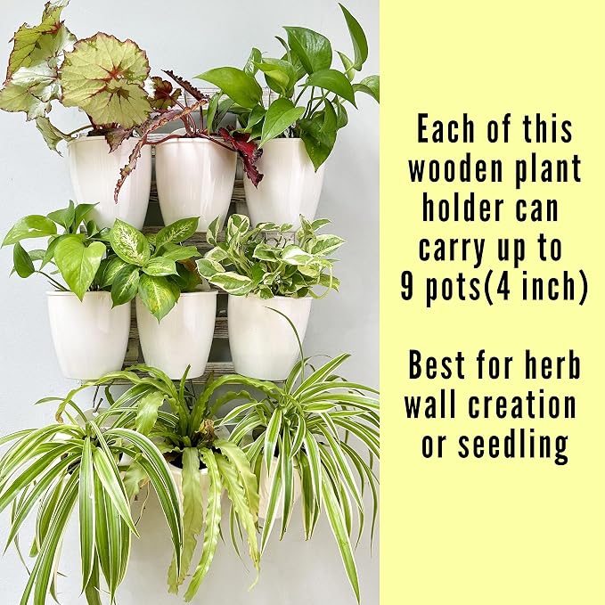 ShopLaLa Wooden Wall Planters - 2 Pack Wall Hanging Planters for Indoor Plants, White Rustic Wood Wall Mounted Flower Pot Holder Vertical Succulent Orchid Airplant Frame Display 15.7" (40cm)