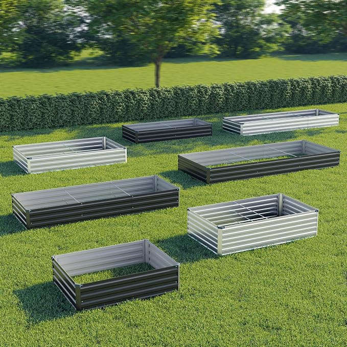 zunatu 4x3x1 ft(2 Pack) Galvanized Raised Garden Bed,Outdoor Planter Box Metal Patio Kit Planting Bed for Vegetables Flowers and Succulents,Silver