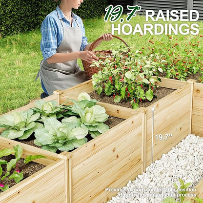 AMERLIFE U-Shaped Raised Garden Bed, Free Combination Outdoor Wooden Raised Garden Bed Planter with 19.6" Depth Planter Box, 7.5Wx15Dx1.6H