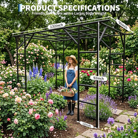 Large Grape Vine & Cucumber Trellis, 11FT Large Outdoor Garden Arch Trellis, Outdoor Plant Stand