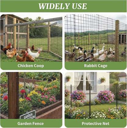 Black Hardware Cloth 1/2in Mesh 48in x 50ft, Chicken Wire Fencing PVC Coated 19 Gauge, Welded Chicken Wire for Rodent Proofing, Tree Guard, Garden Fence, Poultry Netting