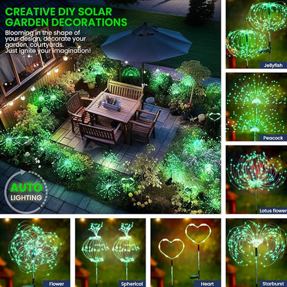 GIGALUMI Garden Outdoor Decor Lights 120LED 4Pack, Solar Garden Lights for Yard Outside Fairy Decorative,Solar Powered for Yard Pathway Flowerbed Planter Balcony Patio Decor（Green）