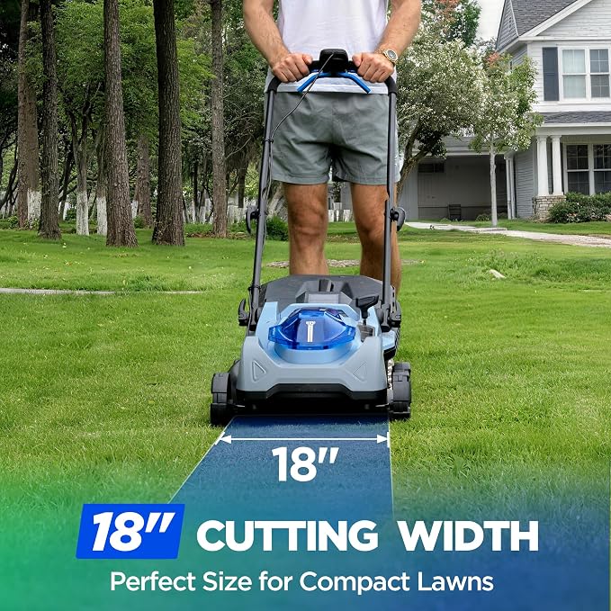 18-Inch Electric Lawn Mower, 40V Self-Propelled Cordless Lawn Mower with 4.0Ah Battery & Charger, Brushless Motor, 2-in-1 Mulching & Bagging, 6-Position Height Adjustment, for Small to Medium Yards