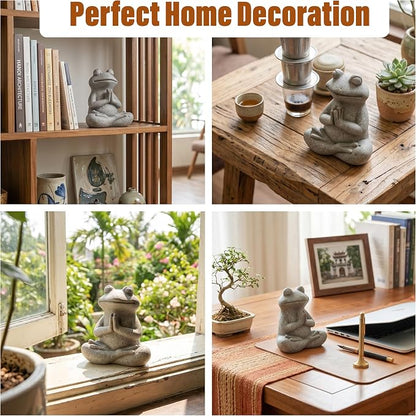 Yoga Frog Garden Statue 5.1'' H x 4.4'' W Meditating Zen Garden Gifts for Women/Mom Home Indoor/Outdoor Sculpture Decor, Animal Miniature Figurine for Fairy Home Patio Deck Porch Yard Art Office
